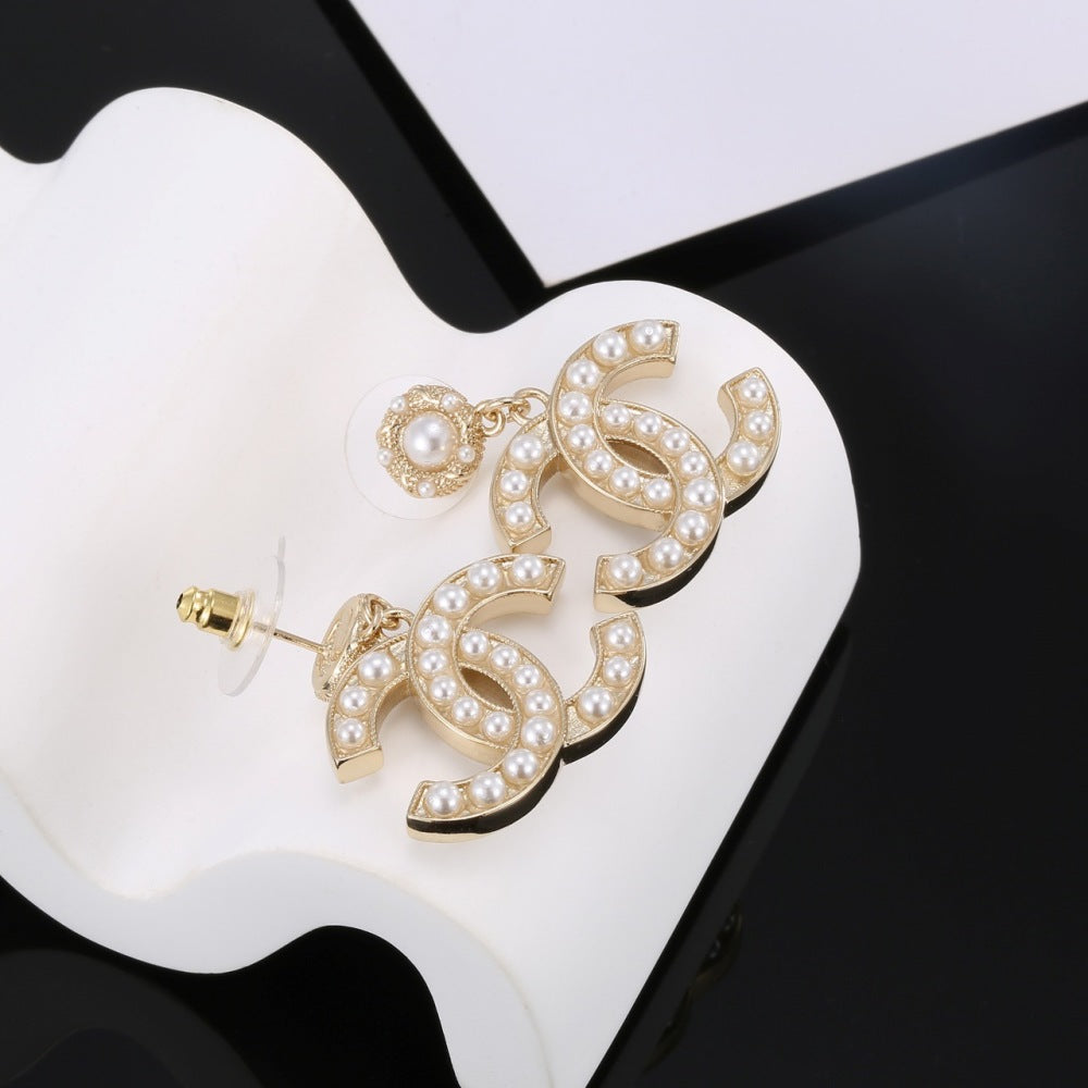 Chanel Pearl Crystal Earrings