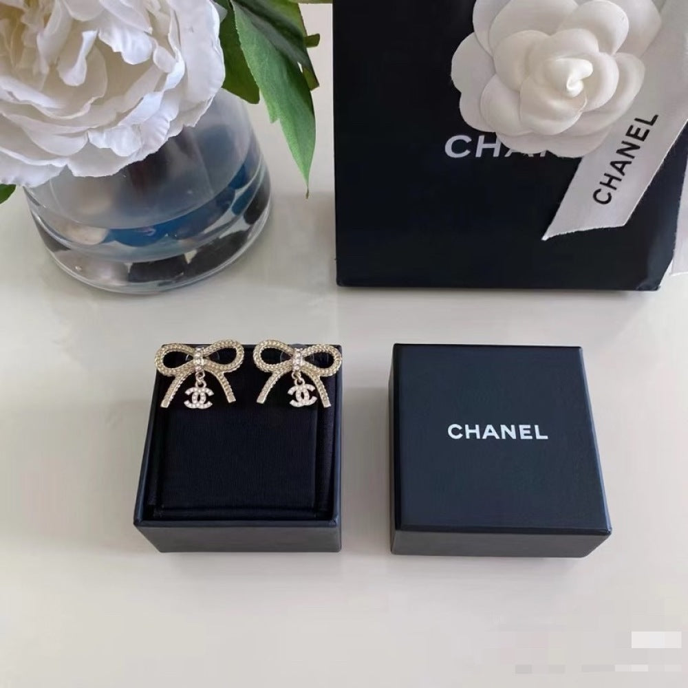 Chanel Bow Double C Earrings