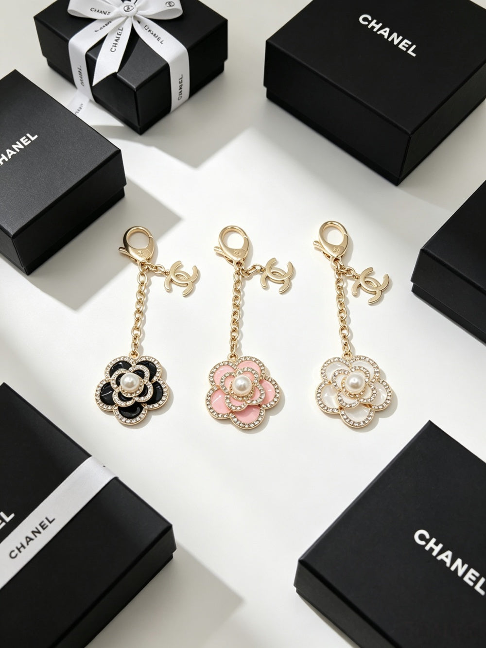 Chanel Pearl Crystal Keychain