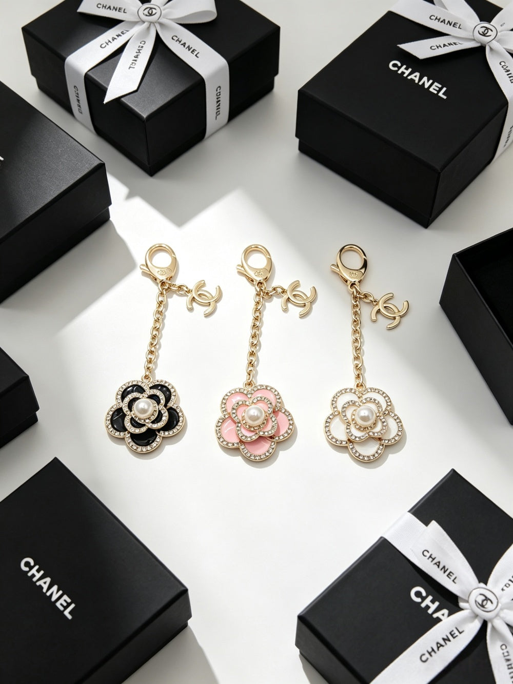 Chanel Pearl Crystal Keychain
