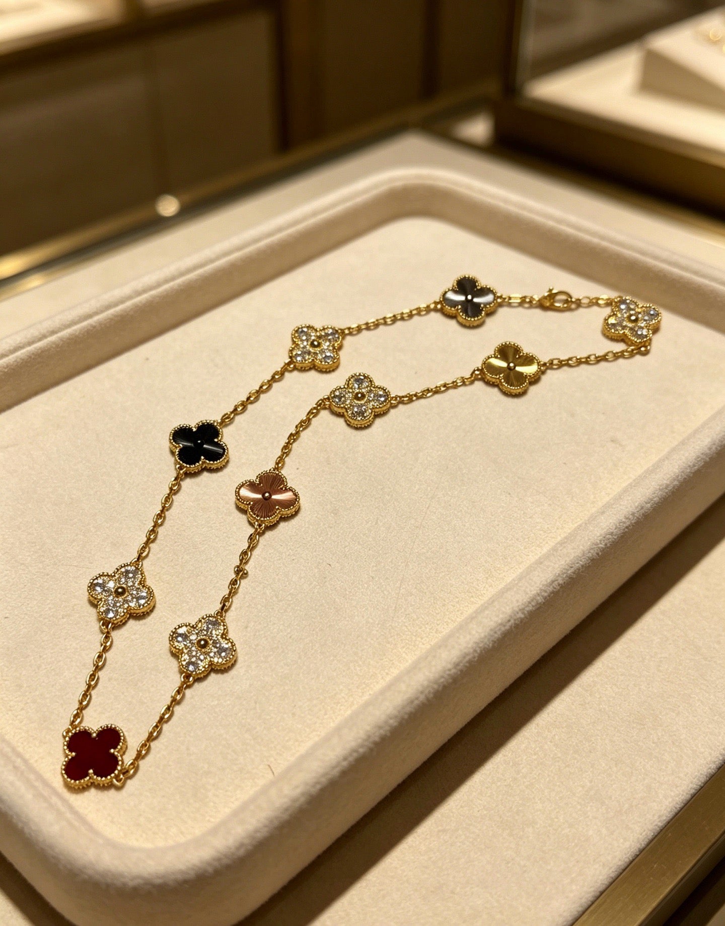 Van Cleef & Arpels Rainbow-Colored Clover Necklace
