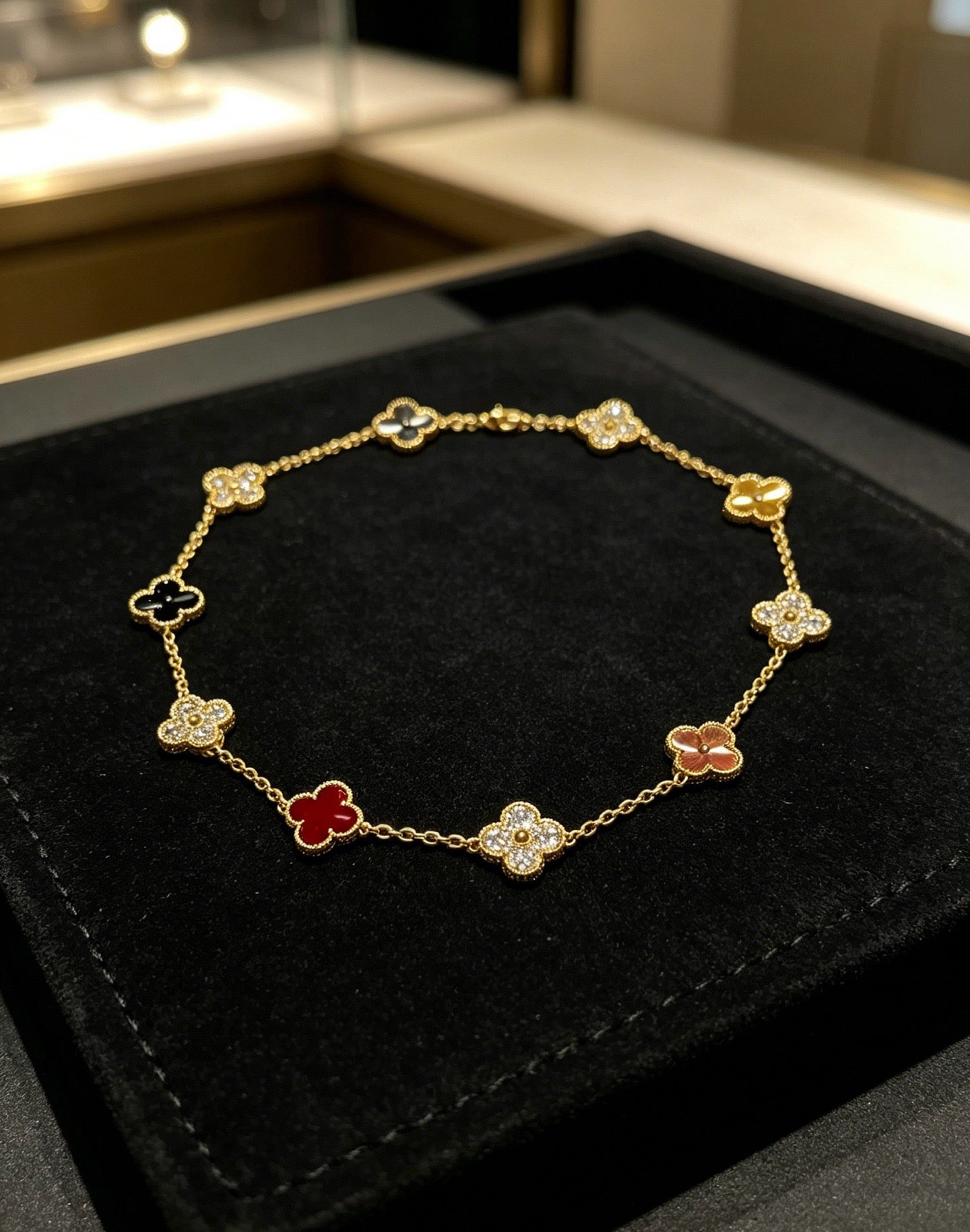 Van Cleef & Arpels Rainbow-Colored Clover Necklace