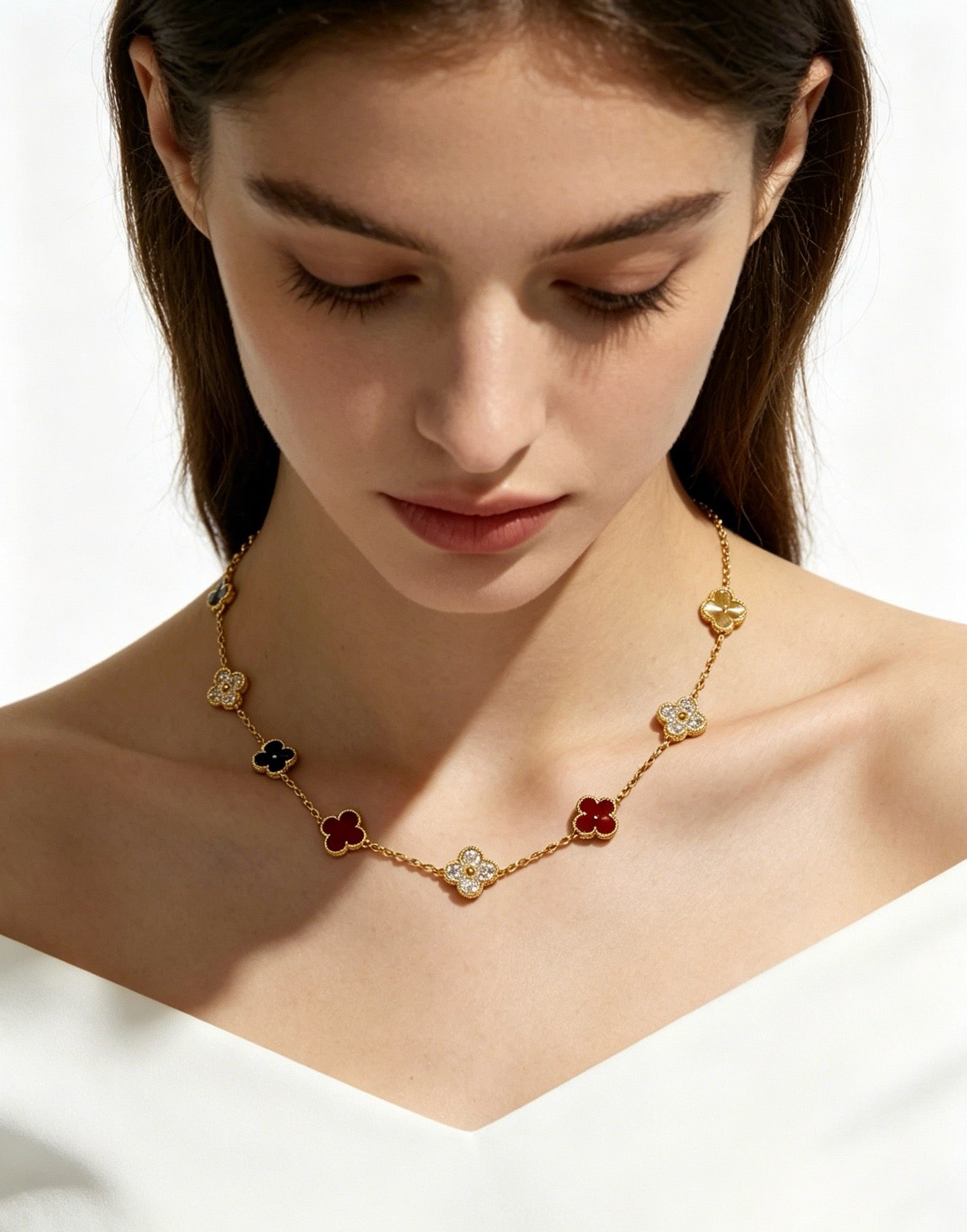 Van Cleef & Arpels Rainbow-Colored Clover Necklace