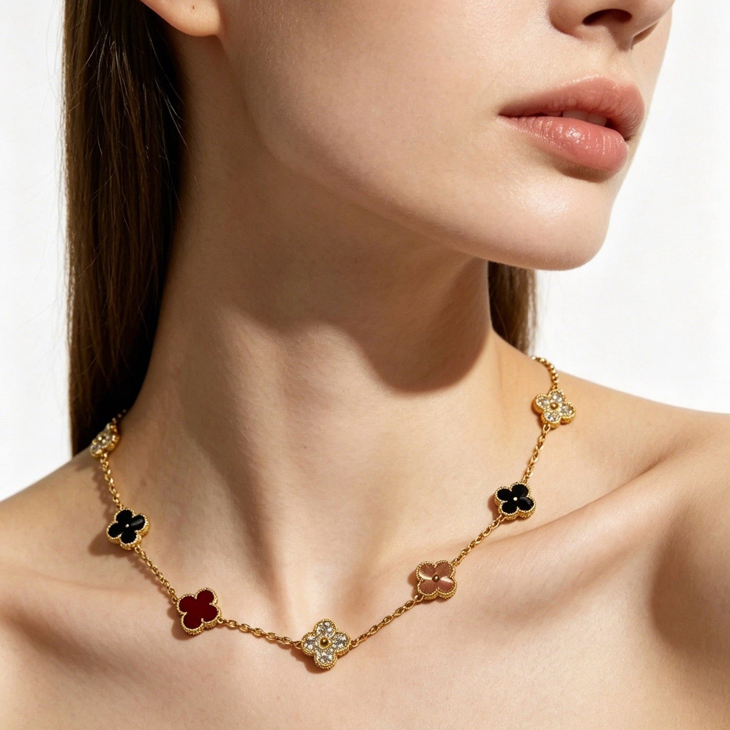Van Cleef & Arpels Rainbow-Colored Clover Necklace