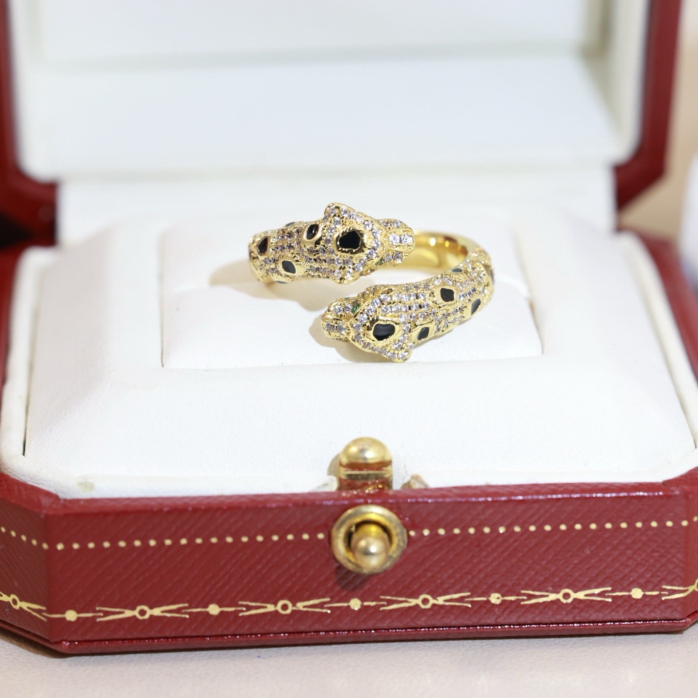 Cartier 18K Gold Pavé Diamond Panther Head Ring