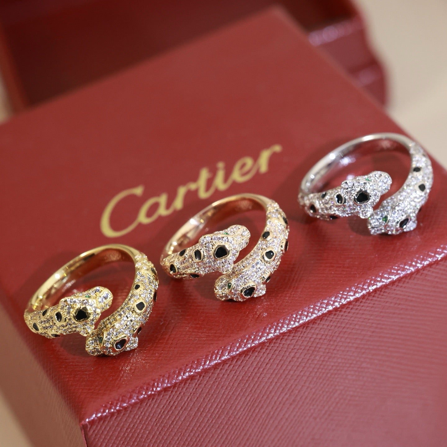 Cartier 18K Gold Pavé Diamond Panther Head Ring