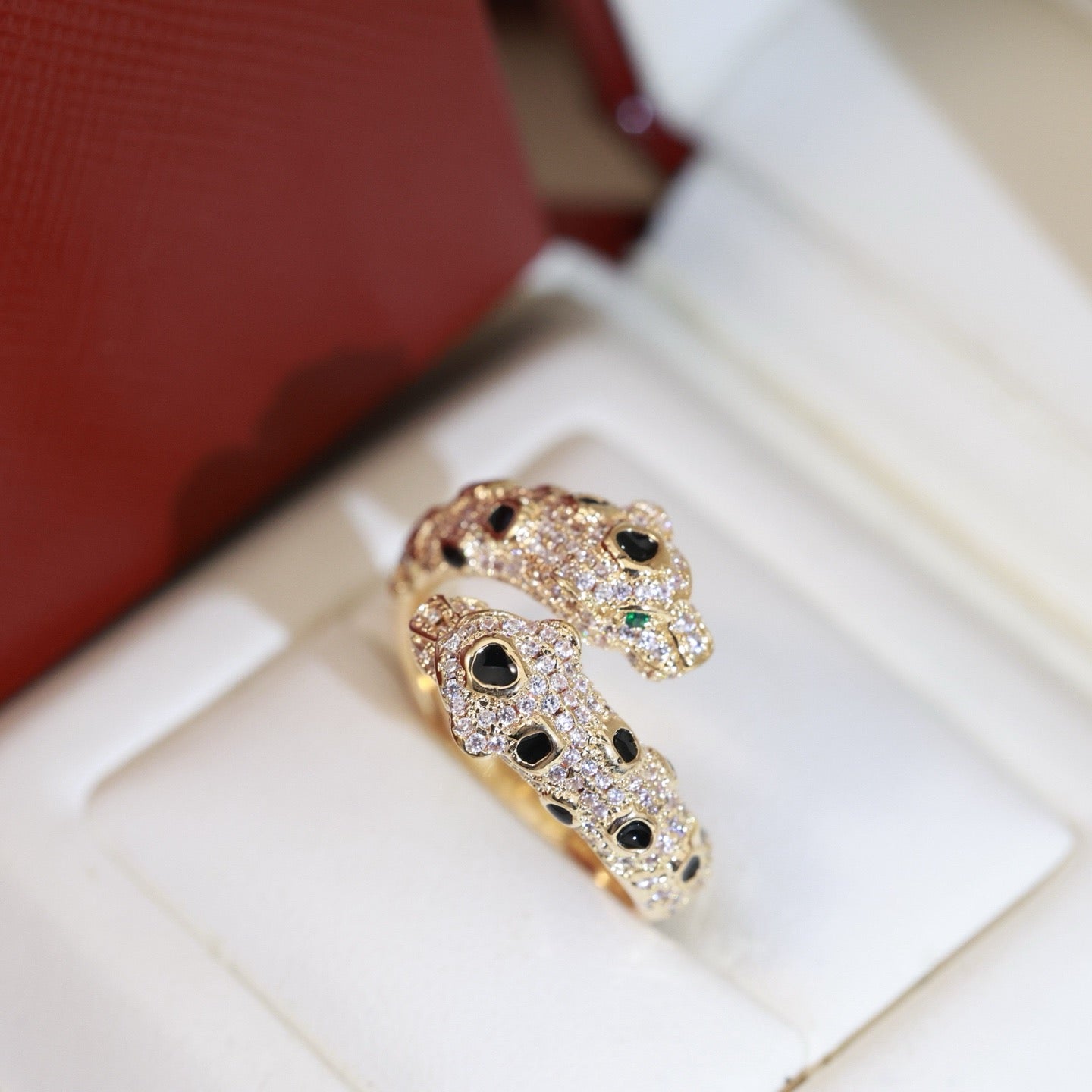 Cartier 18K Gold Pavé Diamond Panther Head Ring