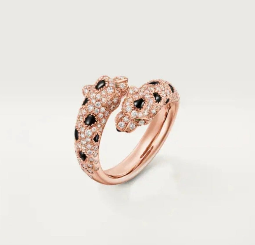 Cartier 18K Gold Pavé Diamond Panther Head Ring