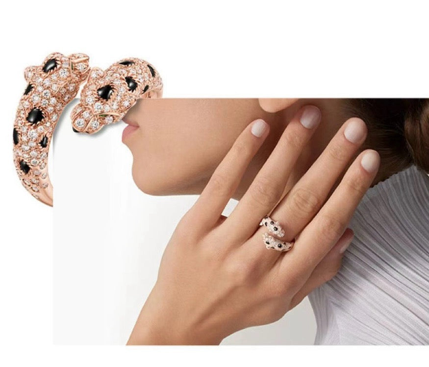 Cartier 18K Gold Pavé Diamond Panther Head Ring
