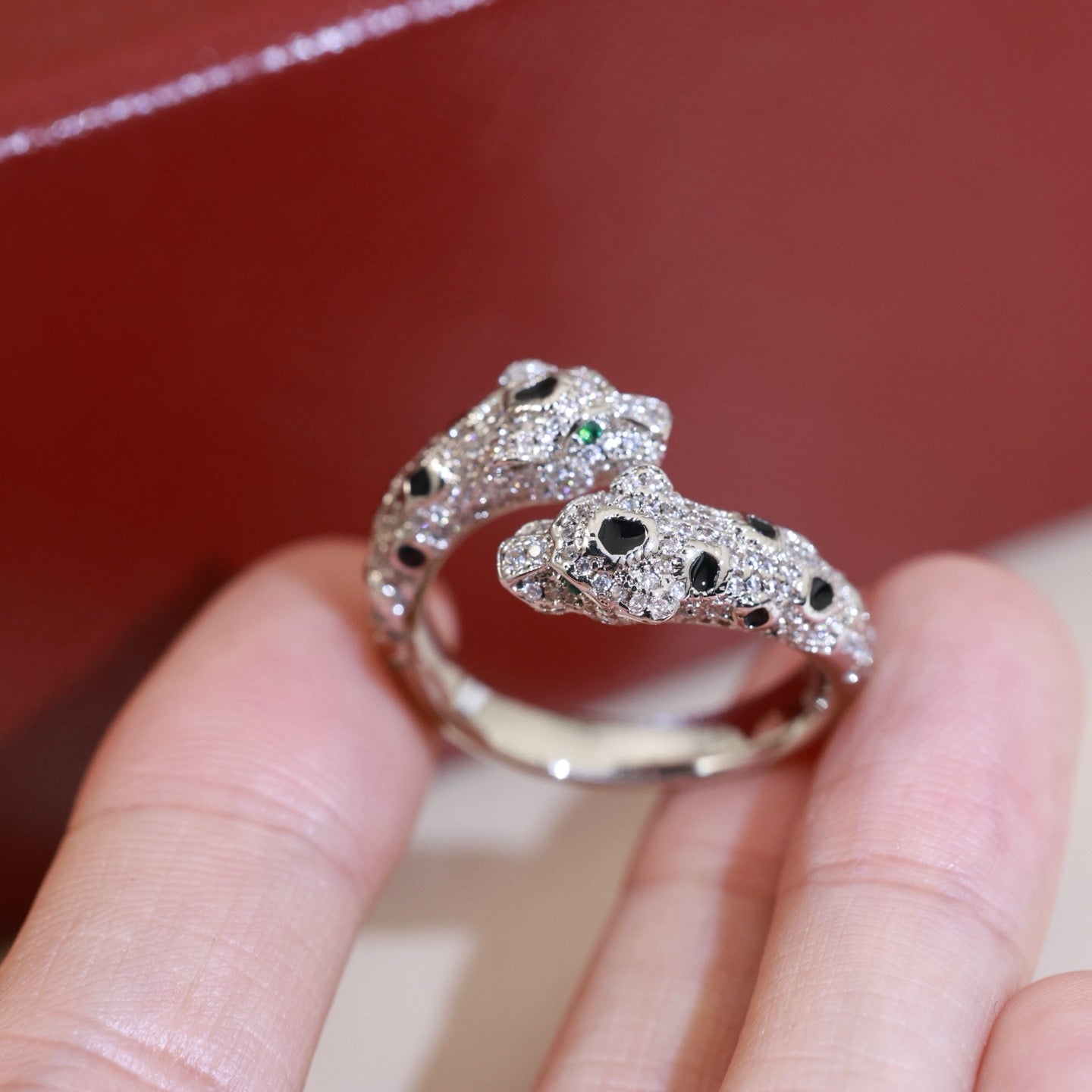 Cartier 18K Gold Pavé Diamond Panther Head Ring