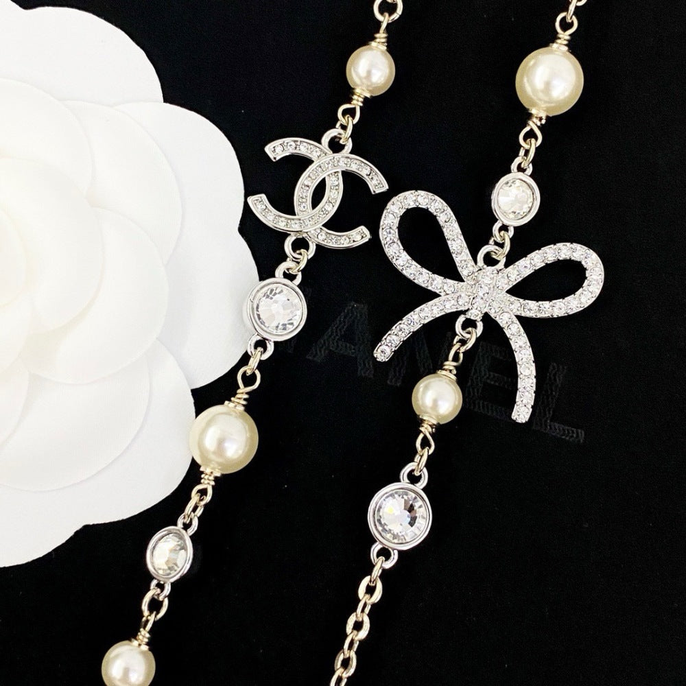 Chanel Pearl Bow Necklace