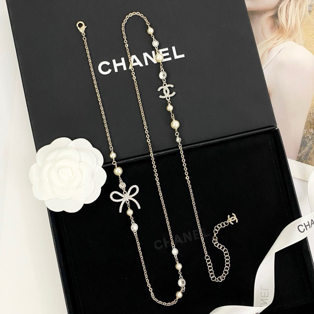 Chanel Pearl Bow Necklace