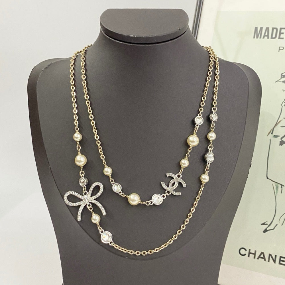 Chanel Pearl Bow Necklace