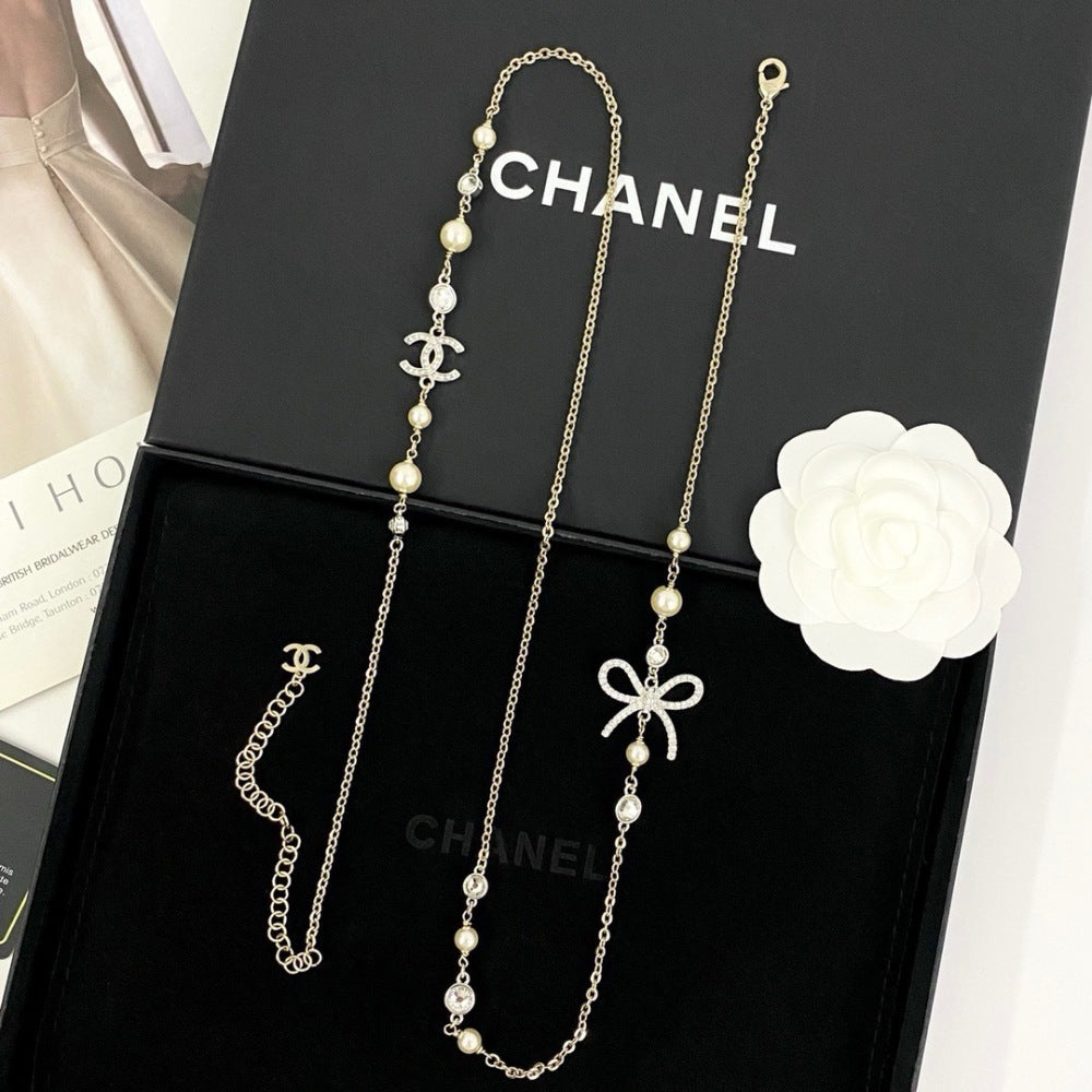 Chanel Pearl Bow Necklace