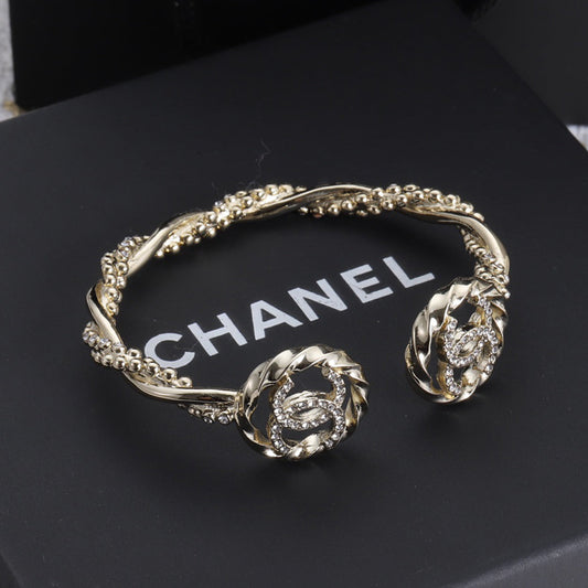 18K Double  Chanel Open Bracelet