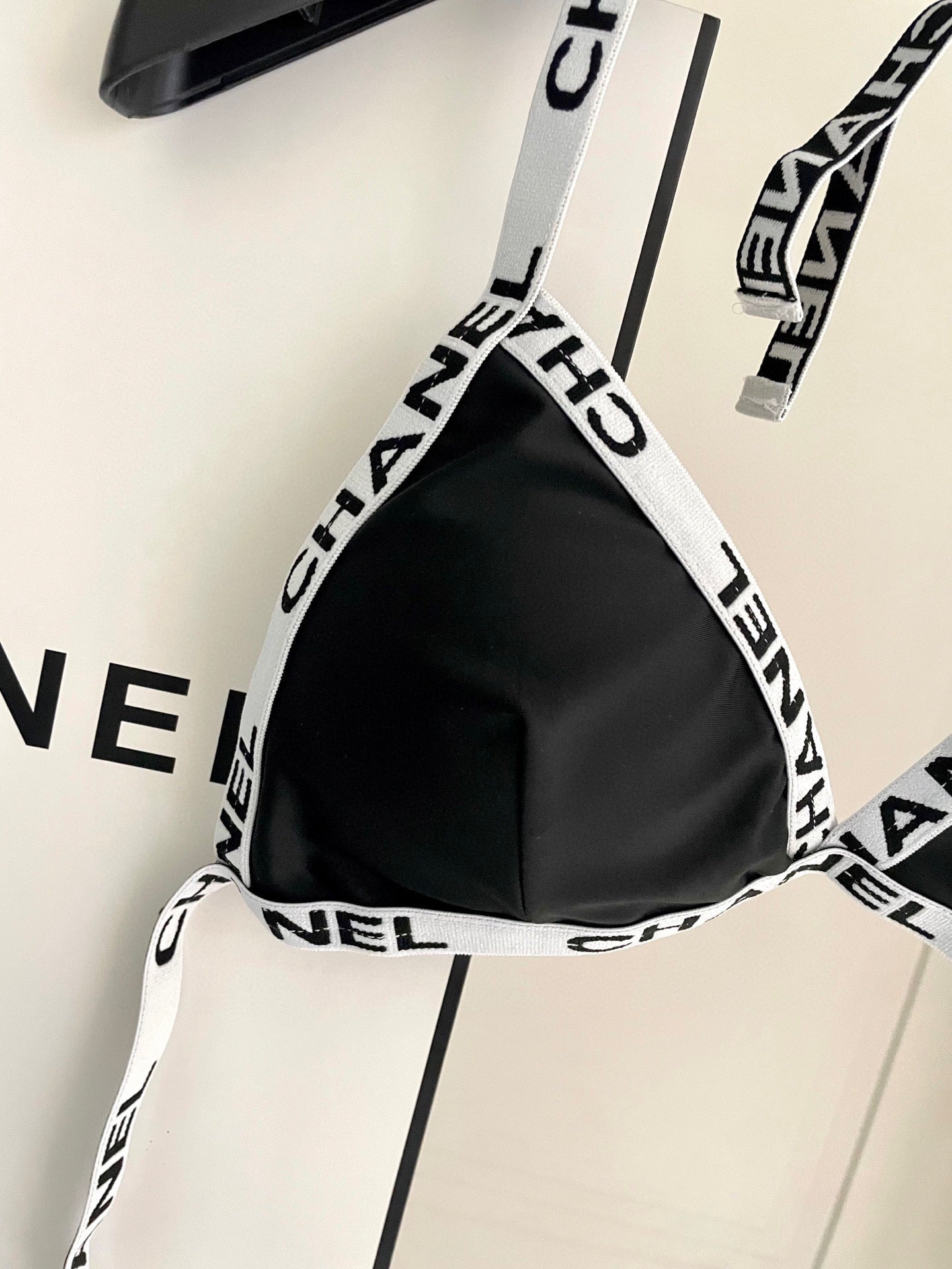 CC BIKINI SWIMSUIT SET IN BLACK WITH WHITE TRIM 627832