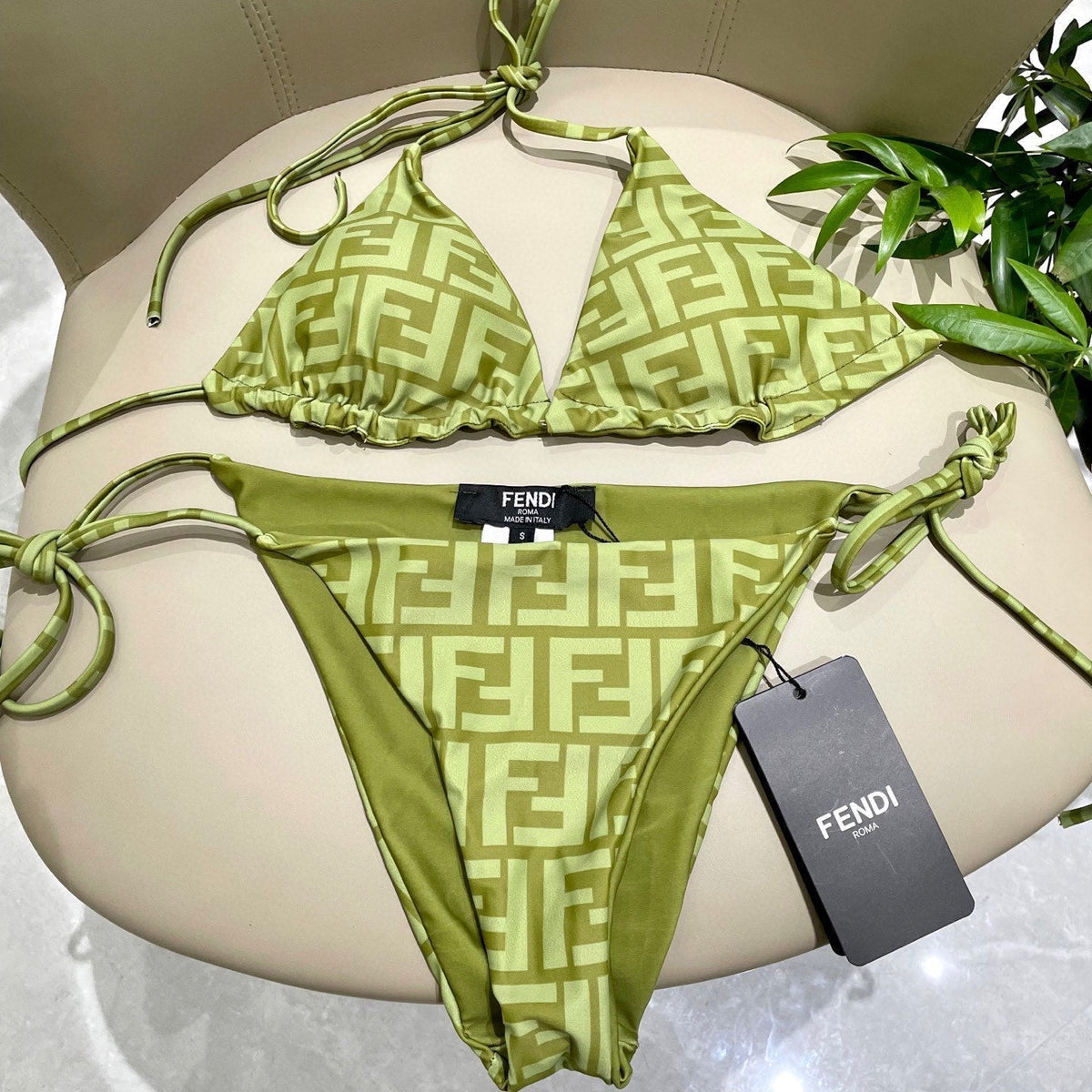 FENDI BIKINI 25S TWO PIECE IN GREEN 742660