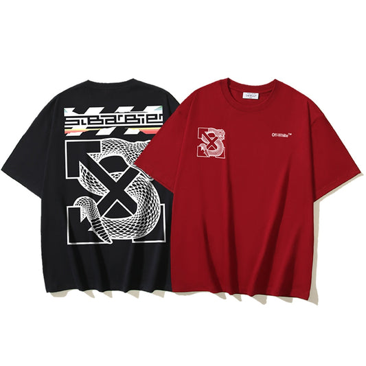 OFF Snake pattern arrow logo T-shirt