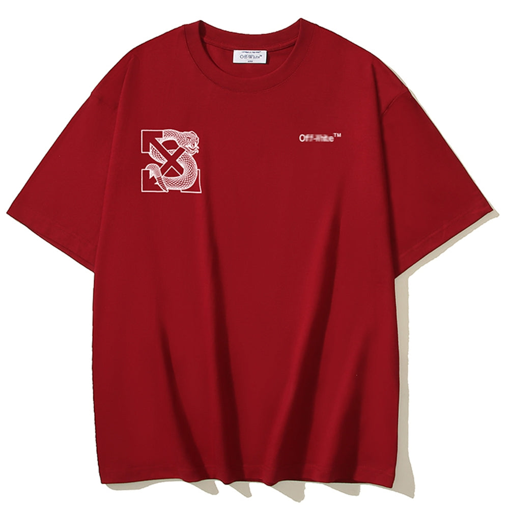 OFF Snake pattern arrow logo T-shirt
