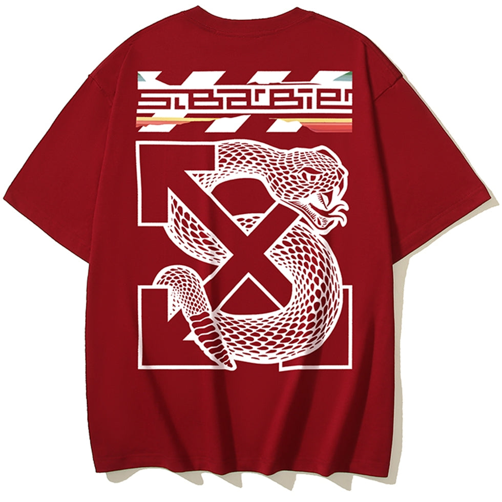 OFF Snake pattern arrow logo T-shirt