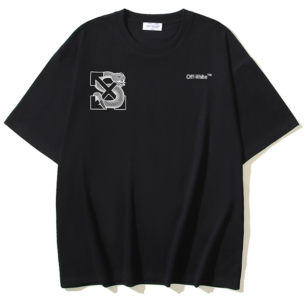 OFF Snake pattern arrow logo T-shirt