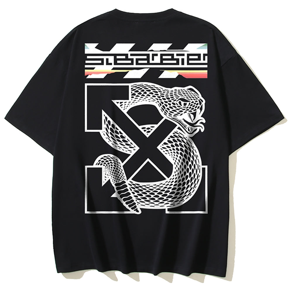 OFF Snake pattern arrow logo T-shirt