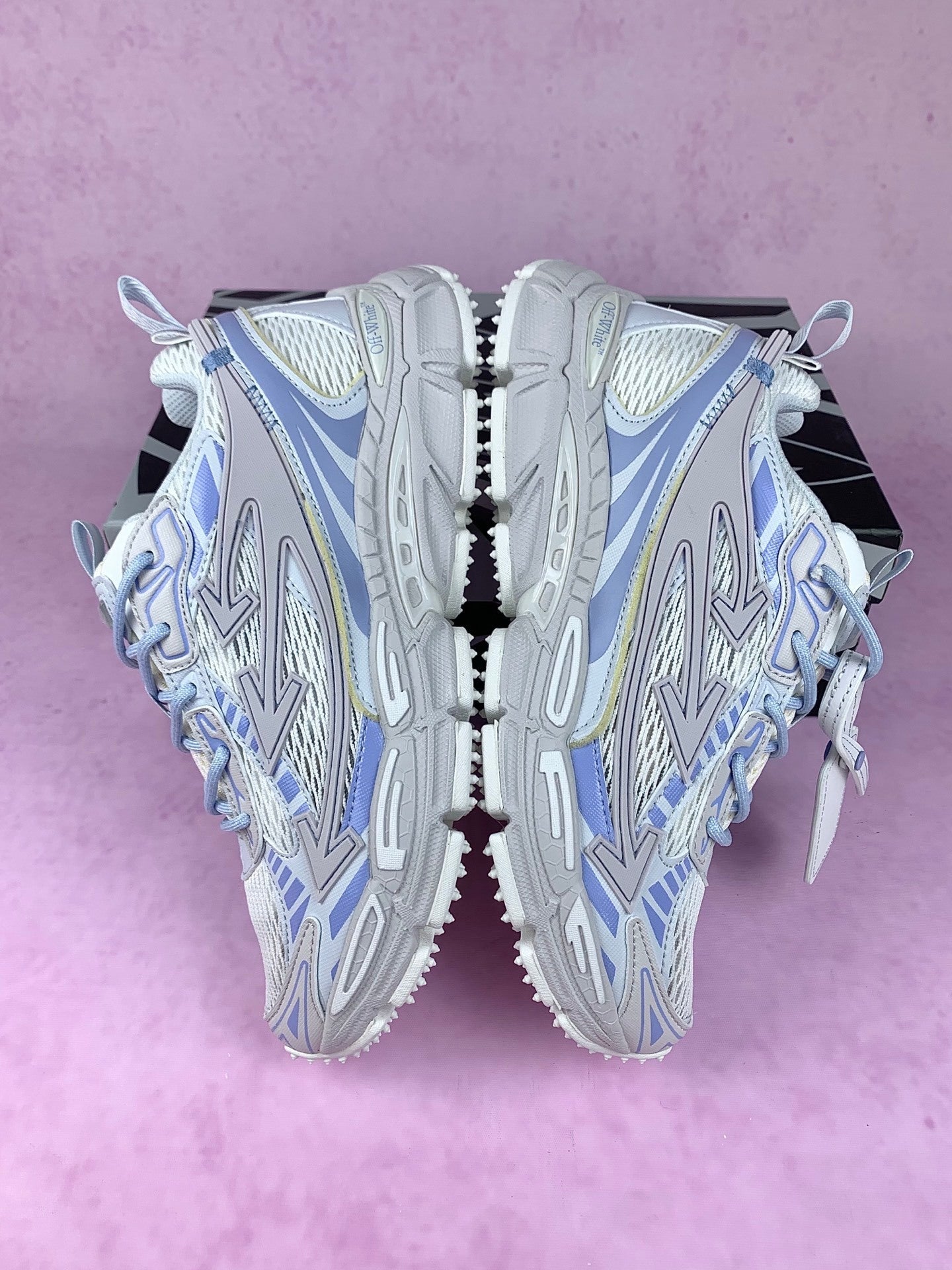 Off  White and Blue Arrow Sneakers