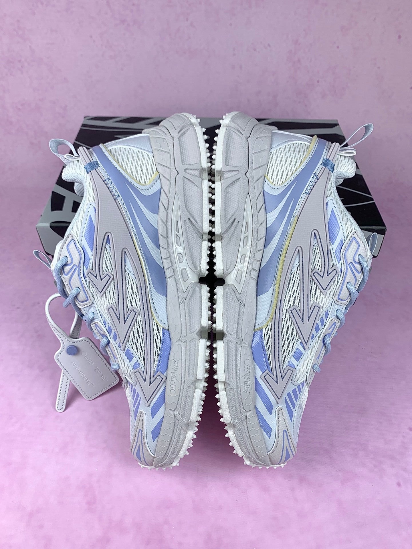 Off  White and Blue Arrow Sneakers